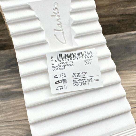 NIB Clarks Lana Glide 9M Ankle Strap Platform Comfort Sandals Black Leather - Picture 9 of 12